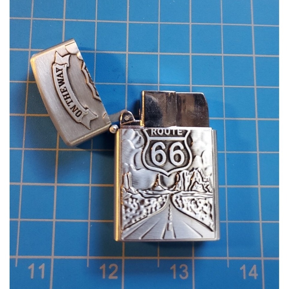 Route 66 Embosed Butane Single Flame Refillable Lighter - Picture 3 of 6